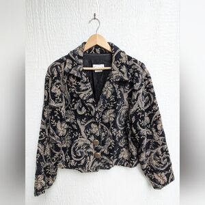 Vintage Paco Soler Floral Tapestry Cropped Jacket Coat Women's Size Small